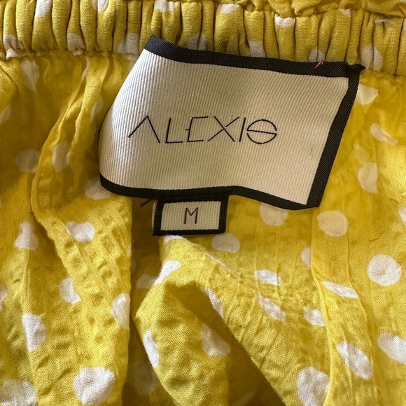 Alexis Marilena Off the Shoulder Mini Dress in Yellow Dot. Size Medium. - Picture 6 of 7